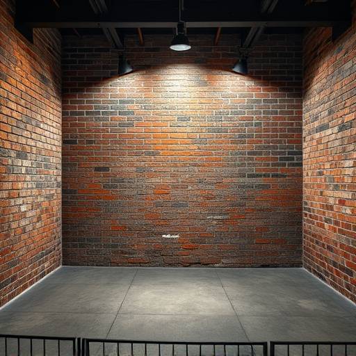 Studio F industrial-style setup with exposed brick and raw textures